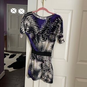 Purple, black, grey print dress for girls. Wear it to your next Ravens party